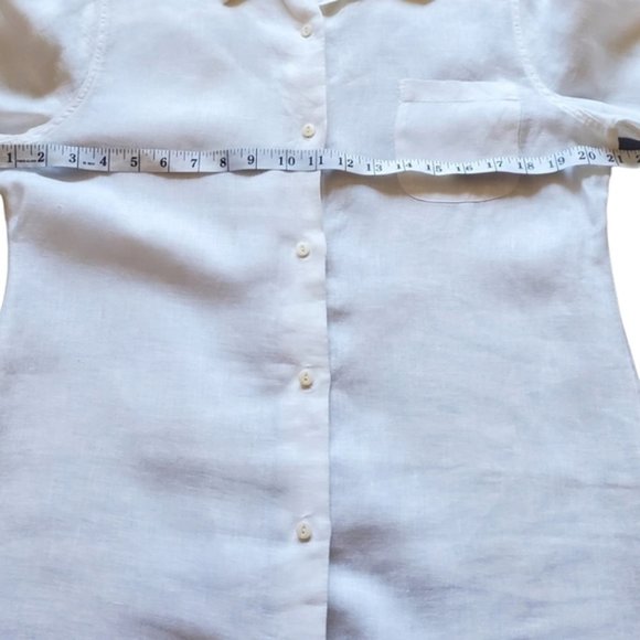 Faherty FLAWED Linen White Long Sleeve Button Up Shirt Dress Coverup Medium - Picture 9 of 14